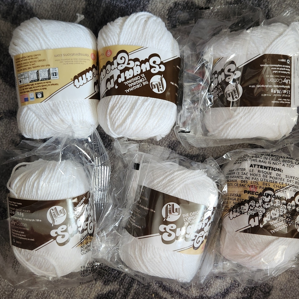Sugar N' Cream White Cotton Yarn
